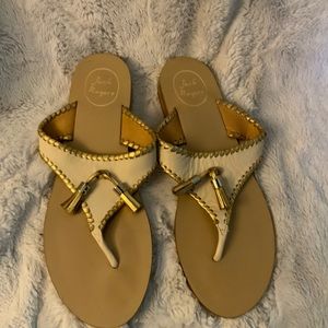 Jack Rogers sandals. White with gold trim Sz 11